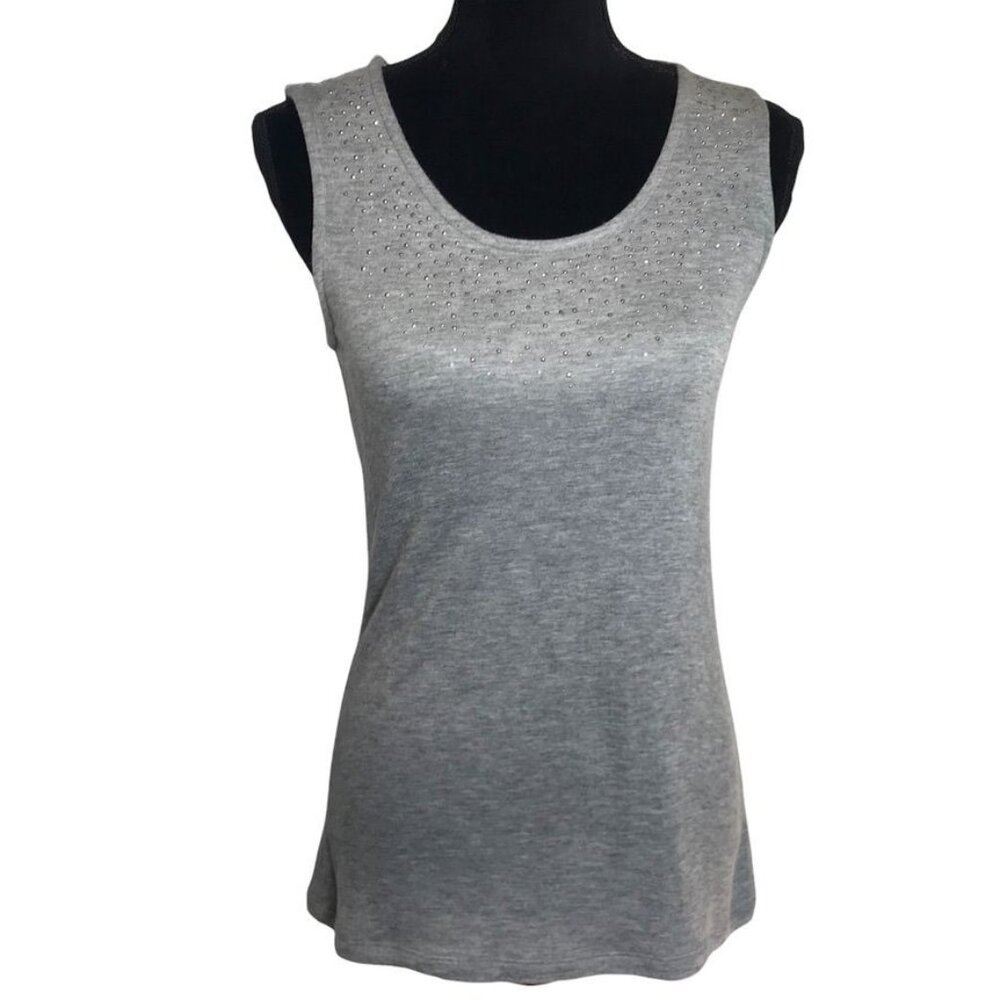 Christopher & Banks Grey Rhinestone Tank in Gray - Size Small